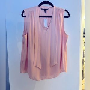 WHBM- Pink satiny chiffon blouse with tie detail!